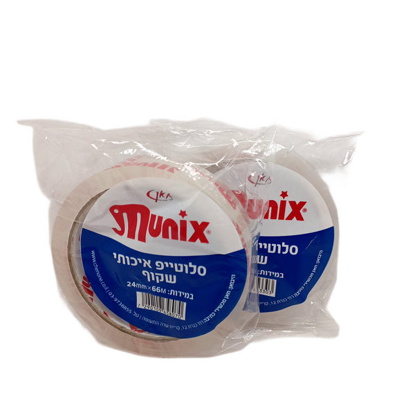 סלוטייפ איכותי שקוף munix - 66m*24mm